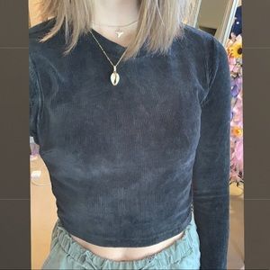 Cropped Velvety Ribbed Sweater